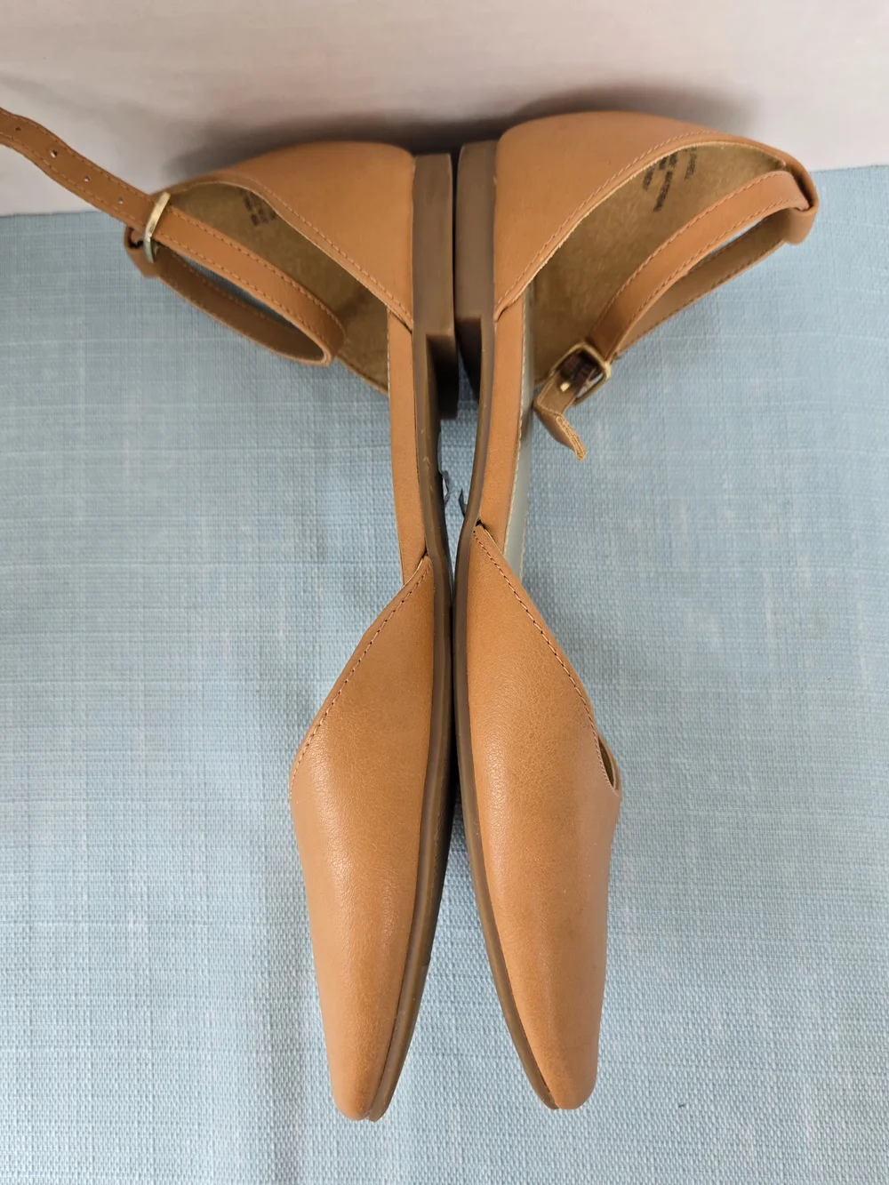 a.n.a A New Approach Darell Ankle Strap Ballet Flats Tan Suede Pointed Toe 8